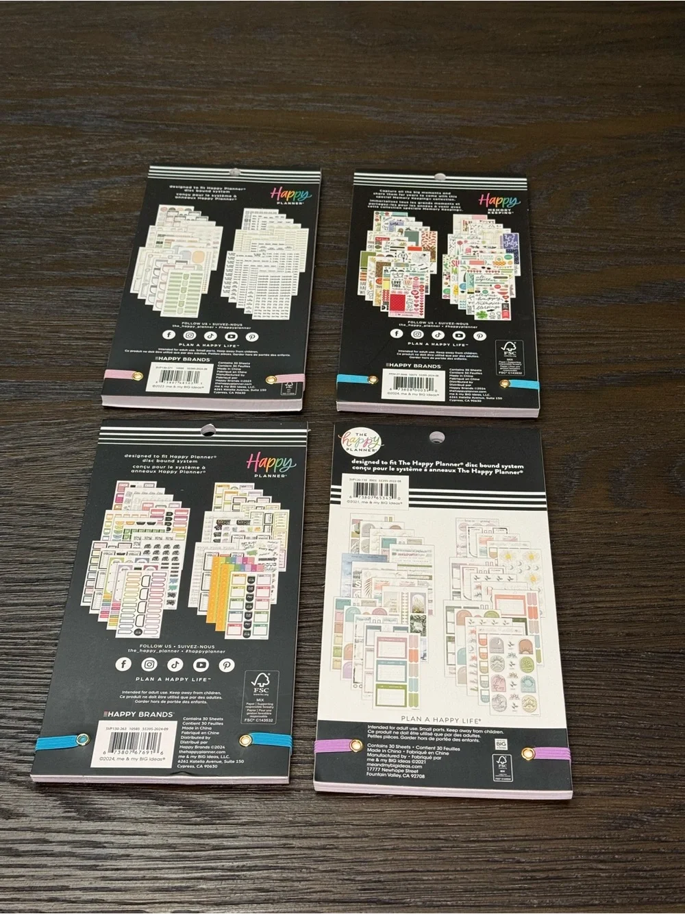 Happy Planner Sticker Packs - Black, Pink, Blue, Purple Accents